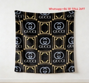 Gucci GG Monogram Gold Chain Flannel Blanket Luxury Black & Gold Wall Decor throw blankets IMG_2600